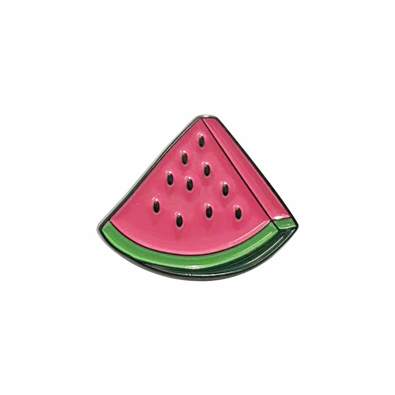 Cute Cartoon Watermelon Fruit Shaped Baked Finish Brooch