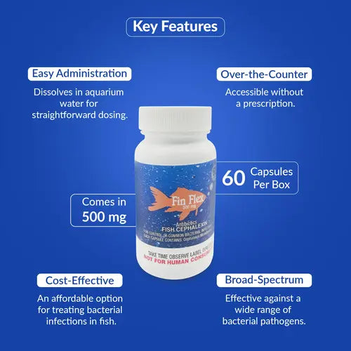 Fish Ceph 500mg Capsules Aquarium – 60 Count – Water Care Support