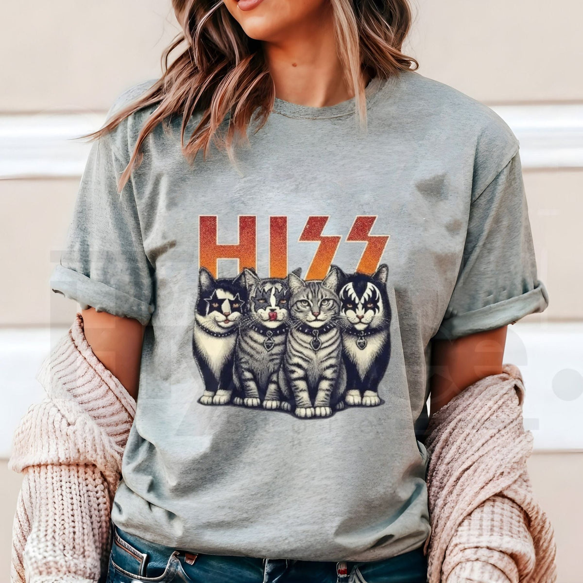"HISS" – Funny Rocker Cats Retro Graphic Top