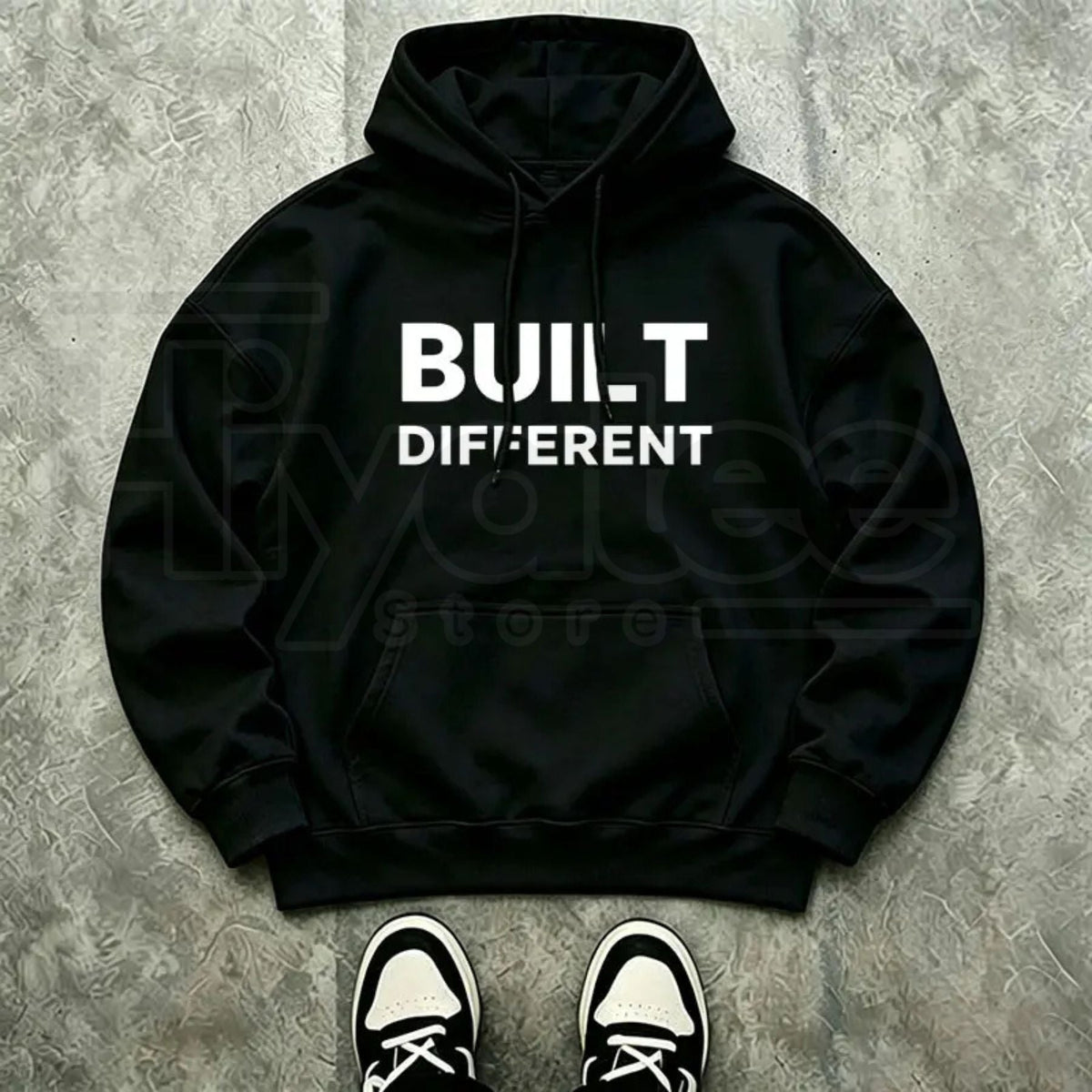 Men's "Built Different" Graphic Hoodie – Motivational Streetwear Pullover, Gym & Casual Fit