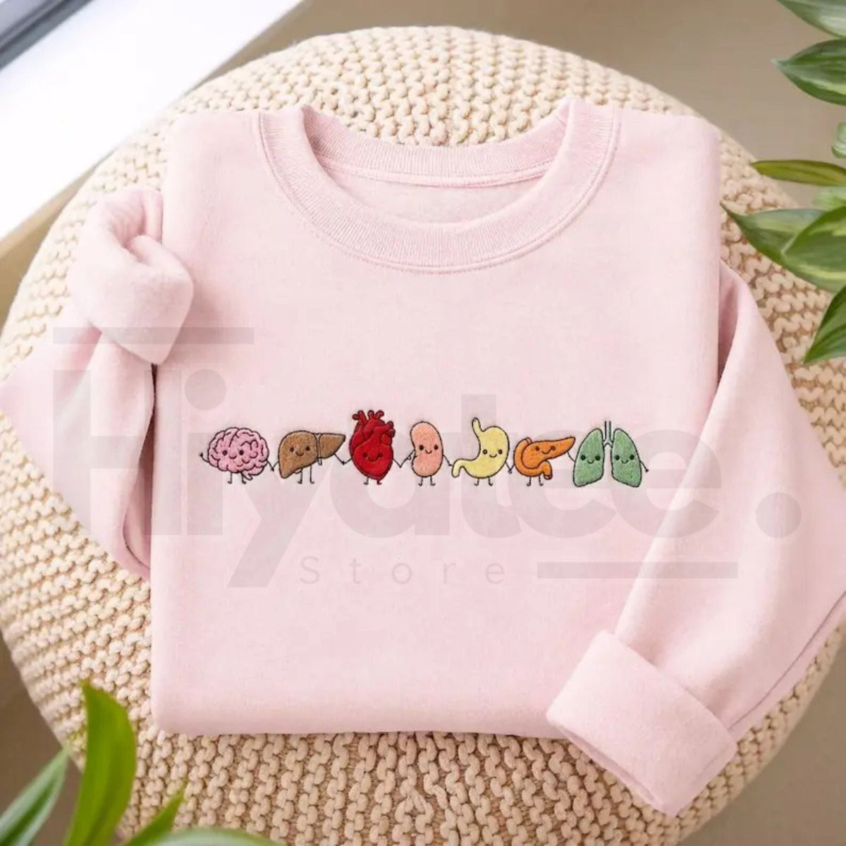 "Cute Organ Friends" Embroidered Sweatshirt – Minimalist Anatomy Healthcare Crewneck