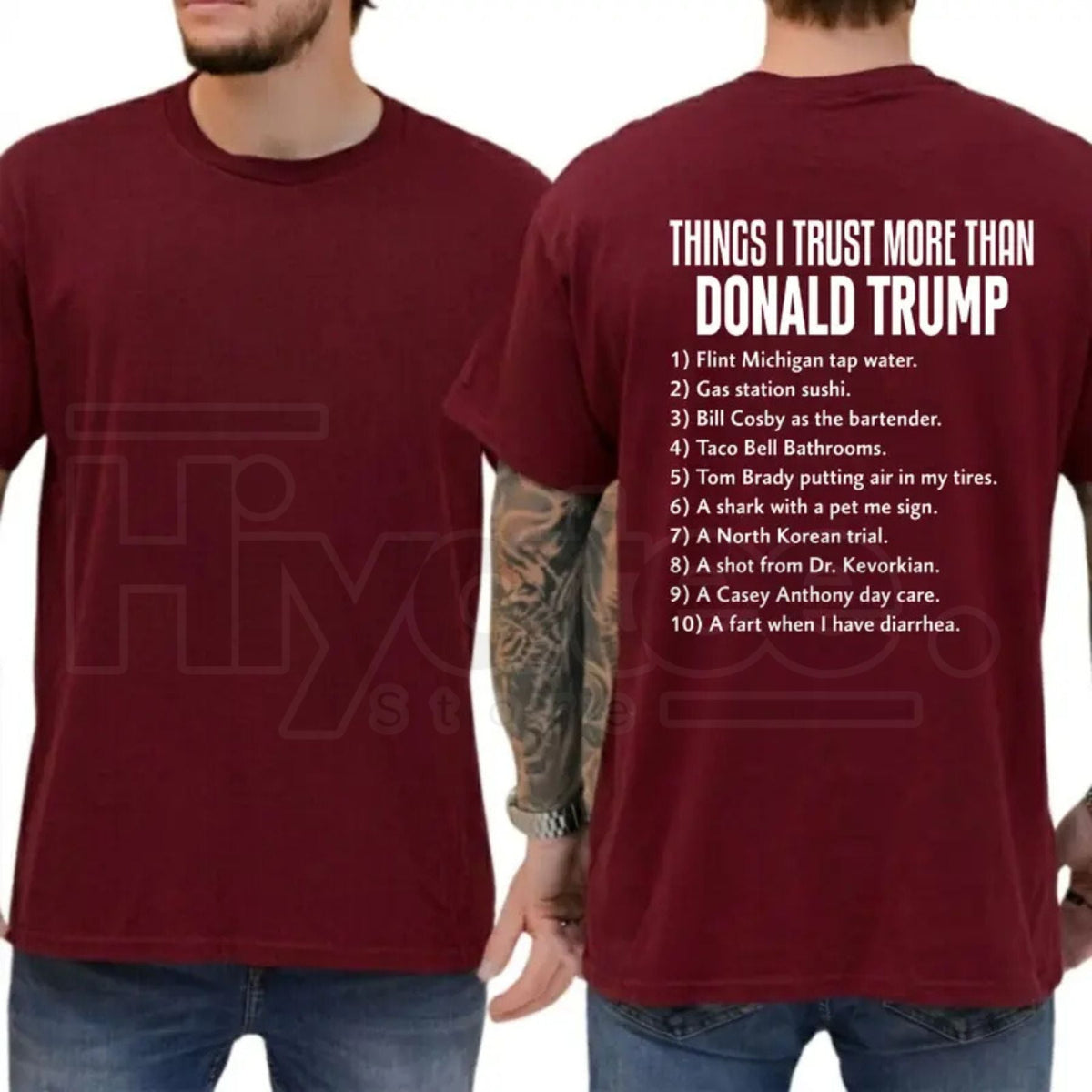 Things I Trust More Than Donald Trump T-Shirt – Funny Democrat Liberal Tee, Sarcastic Anti-Trump 8647 Political Graphic Shirt