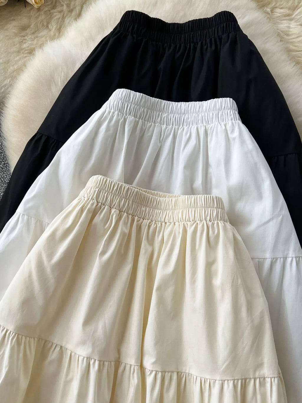 Lace Tiered Elastic Waist Skirt
