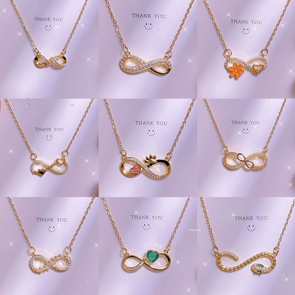 Titanium Steel Clavicle Chain Cross-border Explosions Lucky 8-character Pendant Necklace Women's Light Luxury Ins Wind Hundred Tower Manufacturers Wholesale Jewelry
