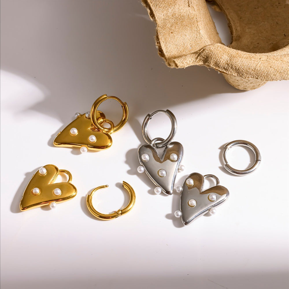 Fashionable And Versatile Pearl-shaped Stainless Steel Earrings
