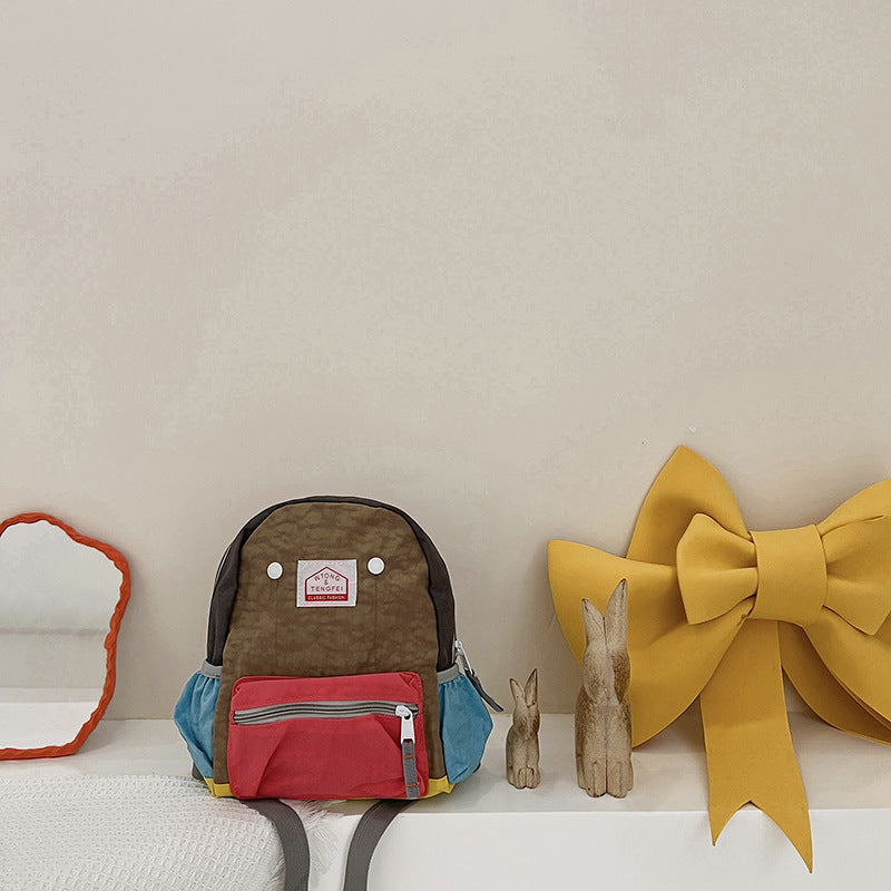 Children's Bags Simple And Lightweight Canvas Backpack Boys Girls Spine Protection
