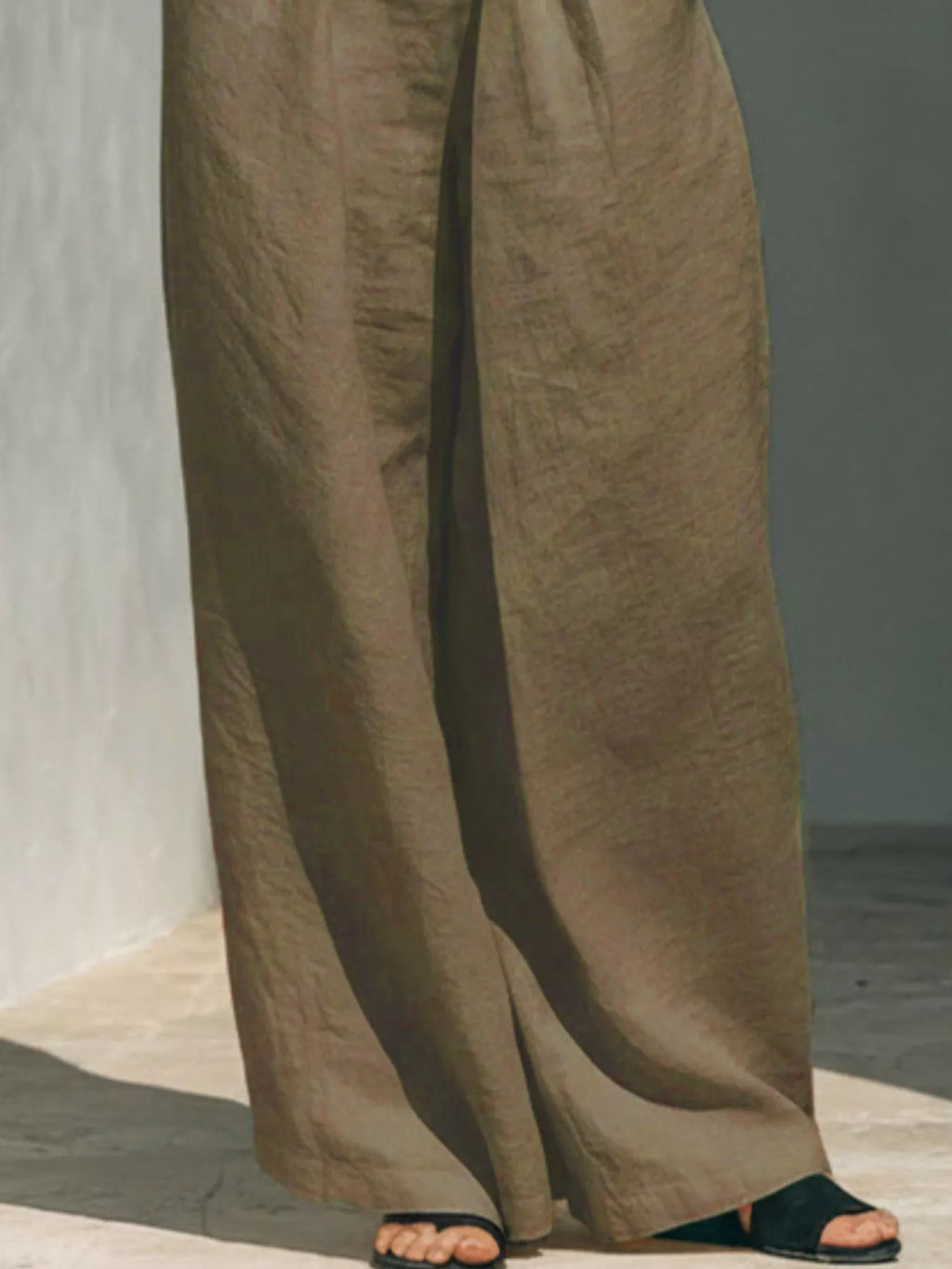 Full Size Turtleneck Sleeveless Top and Wide Leg Pants Set Plus Size