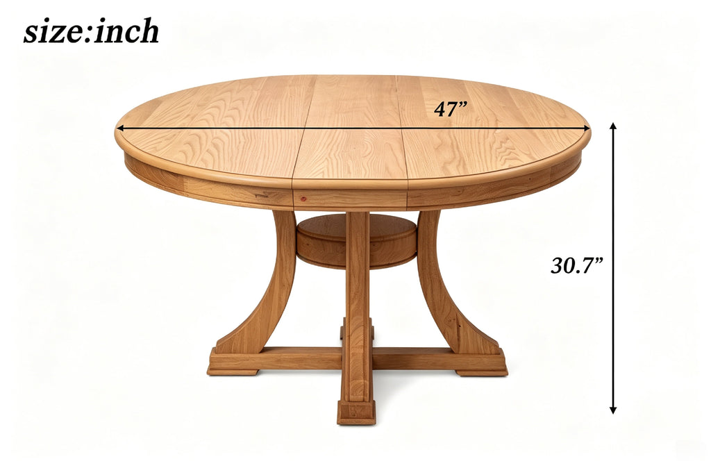 7-Piece Round Extendable Solid Wood Dining Table Set