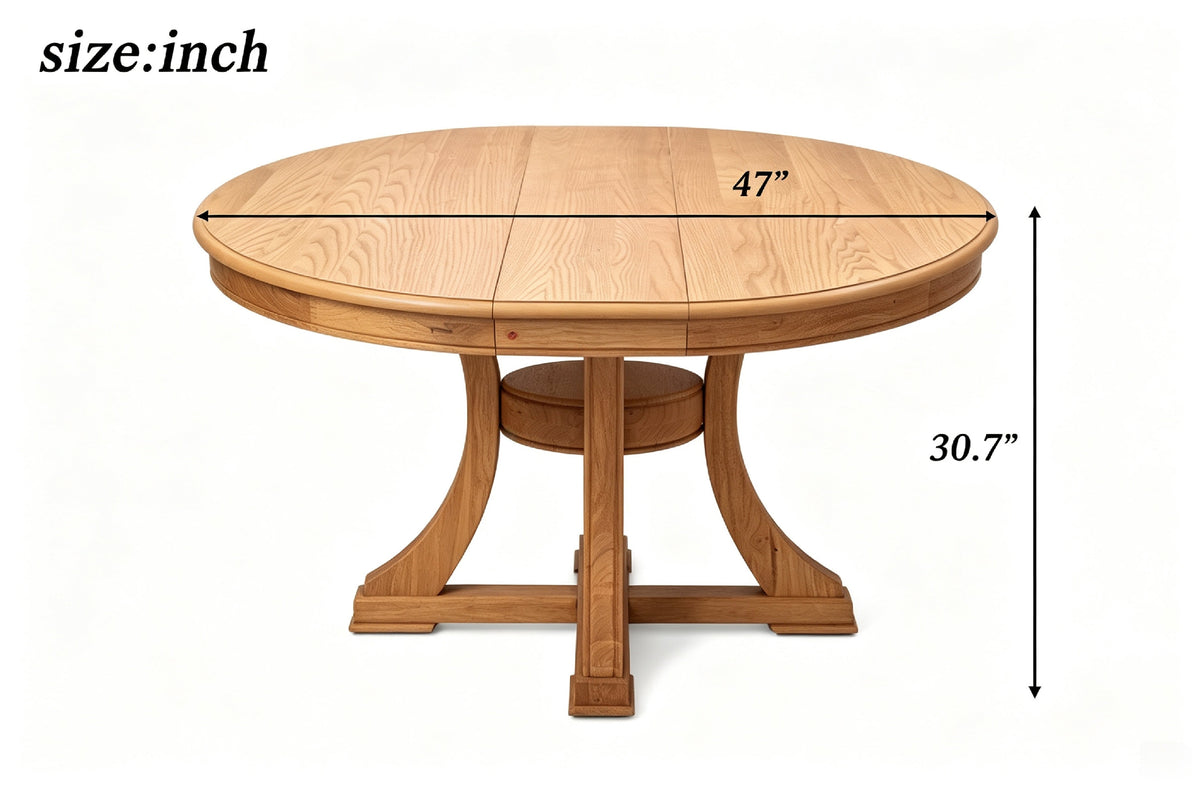 7-Piece Round Extendable Solid Wood Dining Table Set