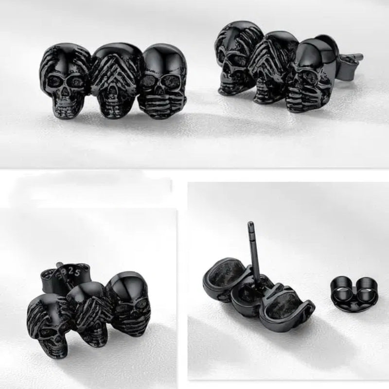 Halloween Decoration Three Skull-shaped Earrings