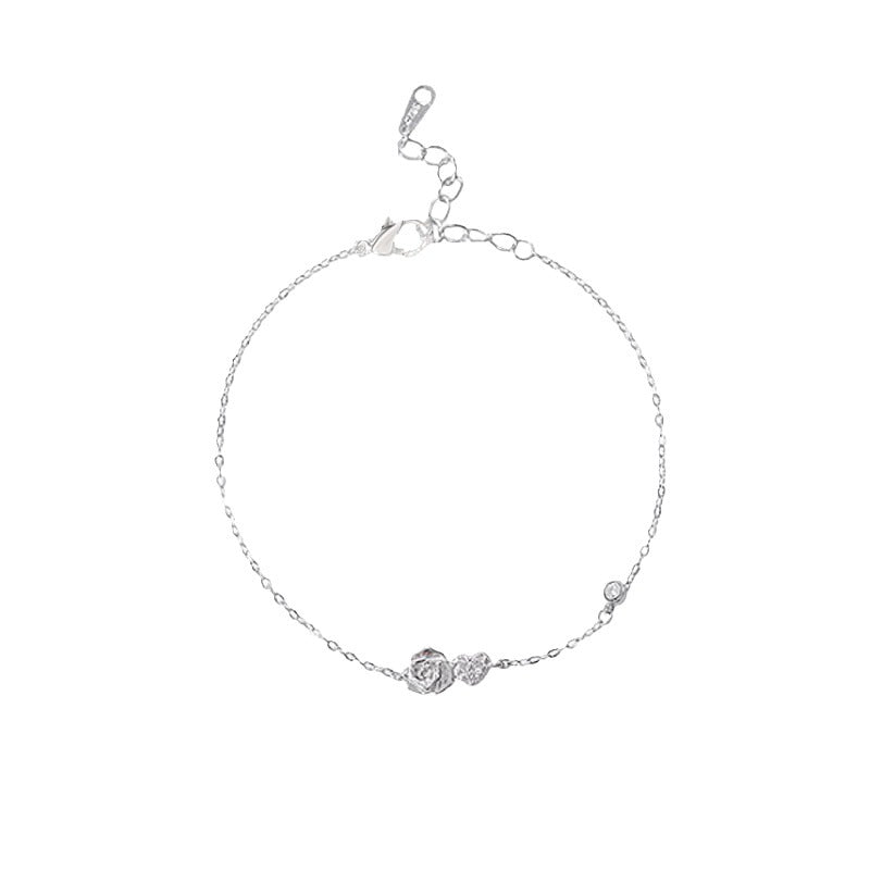 Fine Rose Heart Bracelet Gift Silver-Plated