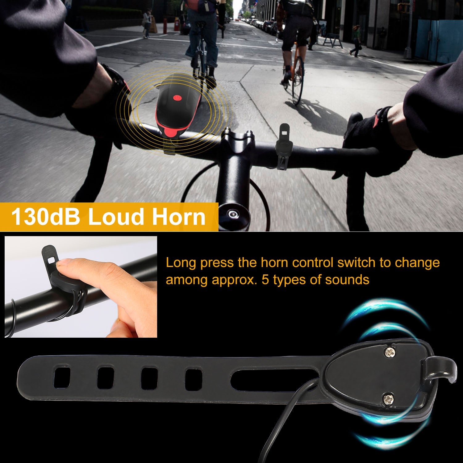 Bike Front & Rear Light with Horn – High-Brightness Safety