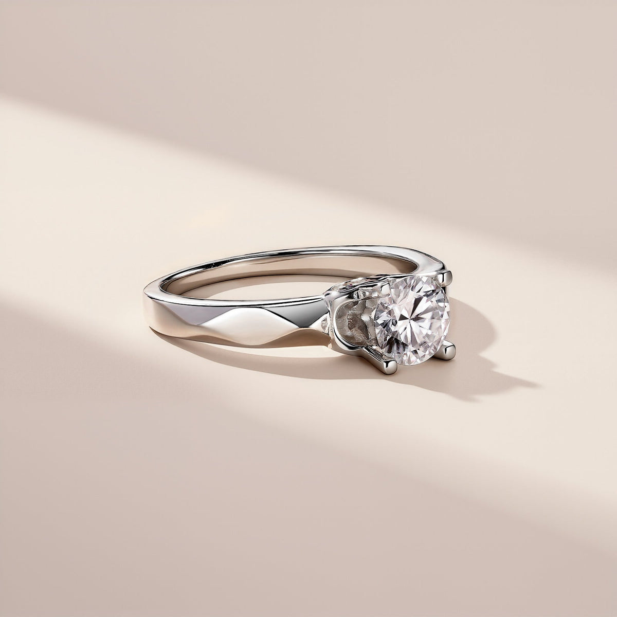 S925 Silver 3.1g 6mm D VVS1 Moissanite Solitaire Ring, GRA Certified US 5-8