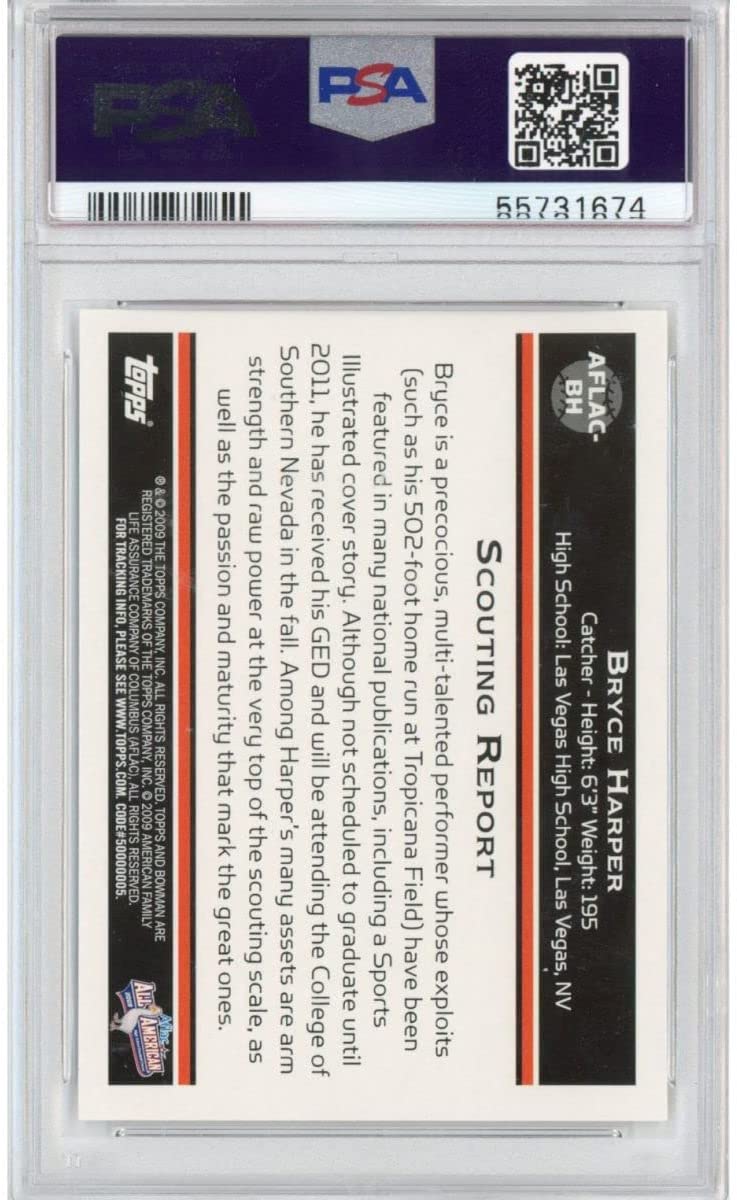 Graded 2009 Topps Bowman Aflac Bryce Harper #BH Rookie RC Baseball Card PSA 10 Gem Mint