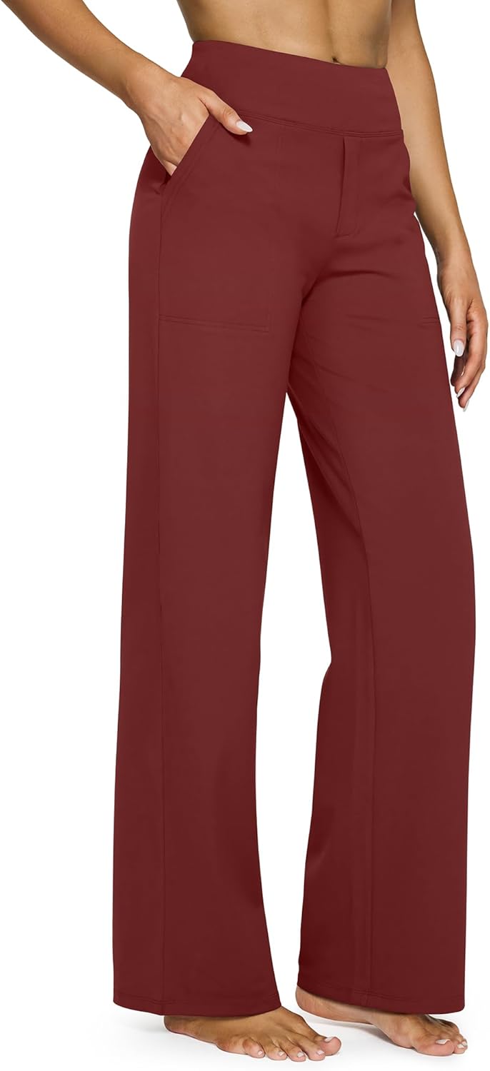 G4Free EverGoing Yoga Pants Women Wide Leg Pants with Pockets High Waist Stretch Dress Casual Sweatpants Petite/Regular/Tall