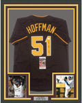 Framed Autographed/Signed Trevor Hoffman 35x39 San Diego Brown Baseball Jersey JSA COA