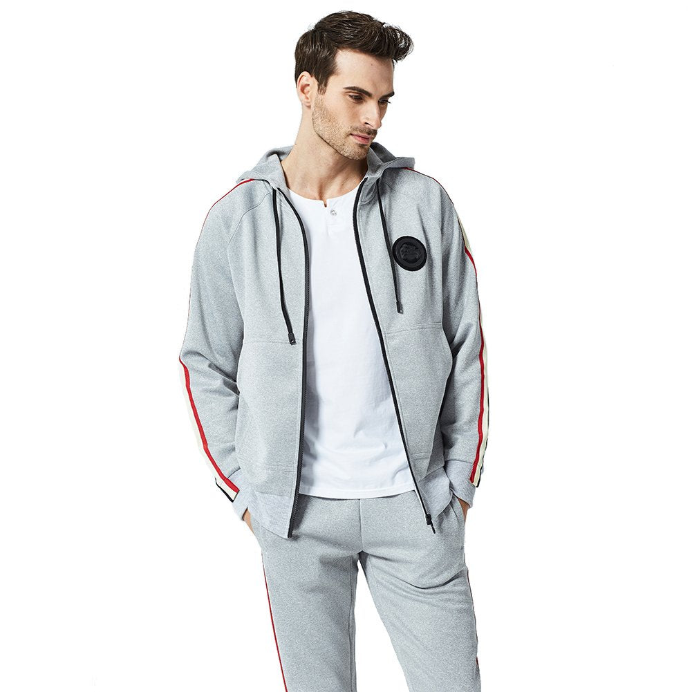 MANTORS Men's Hooded Athletic Tracksuit Full Zip Casual Jogging Gym Sweat Suits