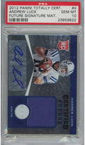 Graded 2012 Panini Totally Certified Andrew Luck #4#/175 Future Signature Materials Rookie RC Auto Football Card PSA 10 Gem Mint