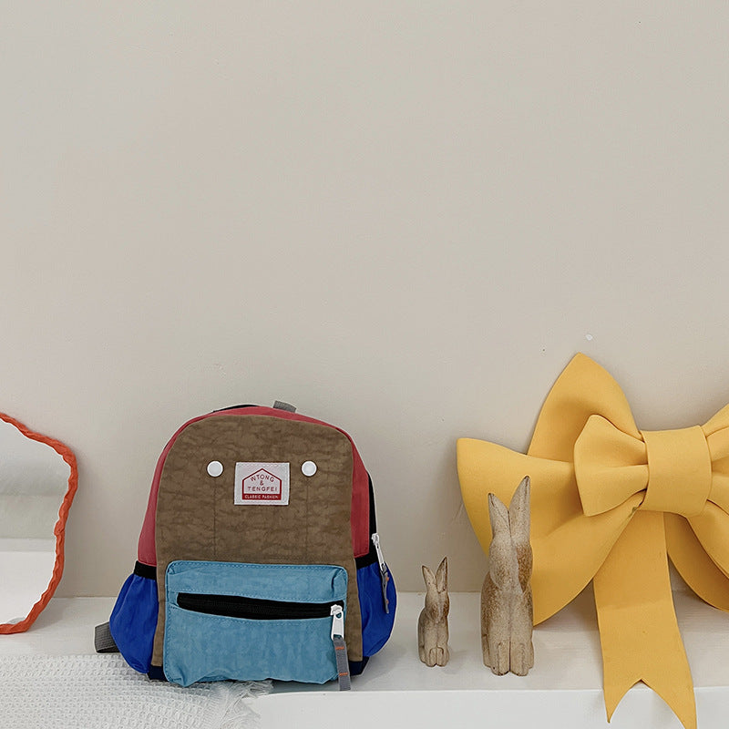 Children's Bags Simple And Lightweight Canvas Backpack Boys Girls Spine Protection