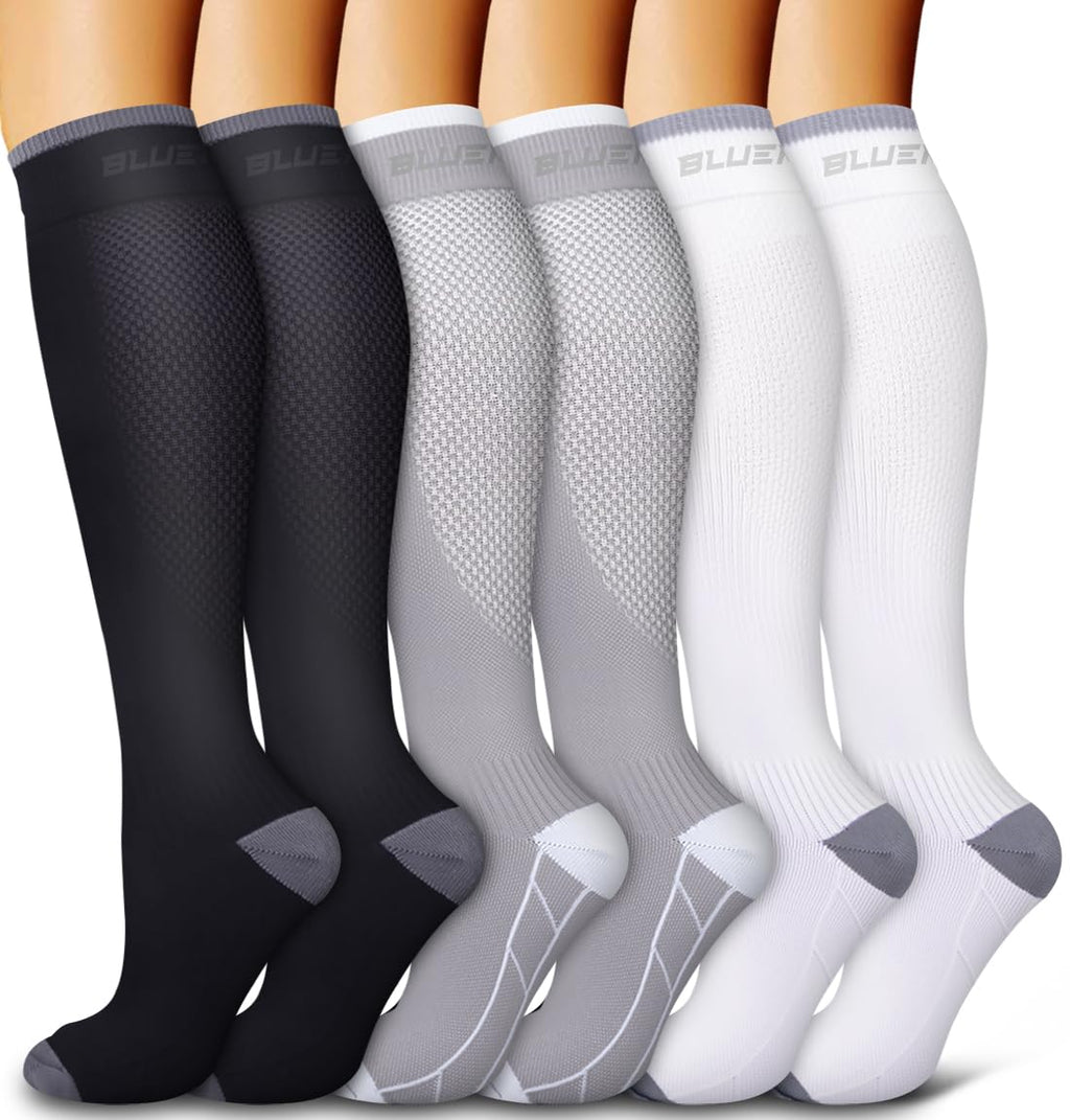 6 Pack Copper Compression Socks for Women and Men Circulation-Best Support for Medical,Running,Nursing,Athletic