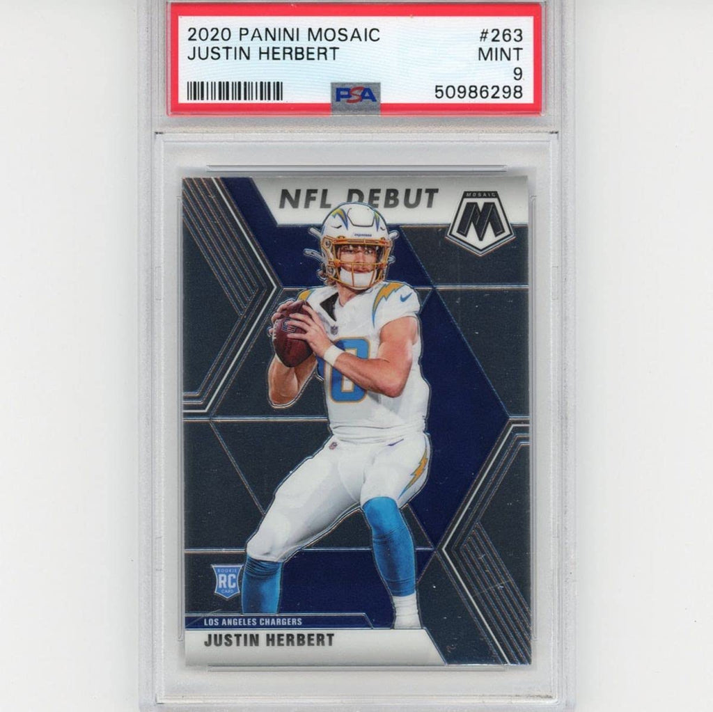 Graded 2020 Panini Mosaic Justin Herbert #263 Rookie RC Football Card PSA 9 Mint