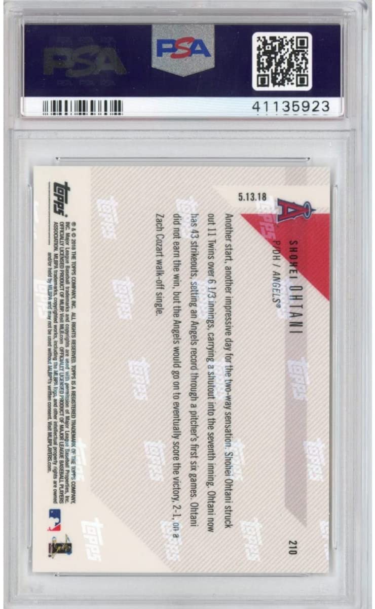 Graded 2018 Topps Now Shohei Ohtani #210 Rookie RC Baseball Card PSA 10 Gem Mint