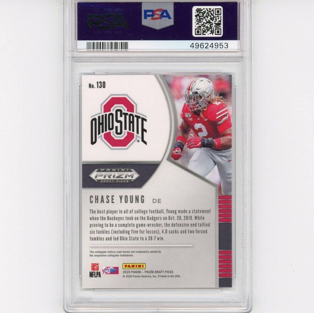Graded 2020 Panini Prizm Draft Picks Chase Young #130 Rookie RC Football Card PSA 10 Gem Mint