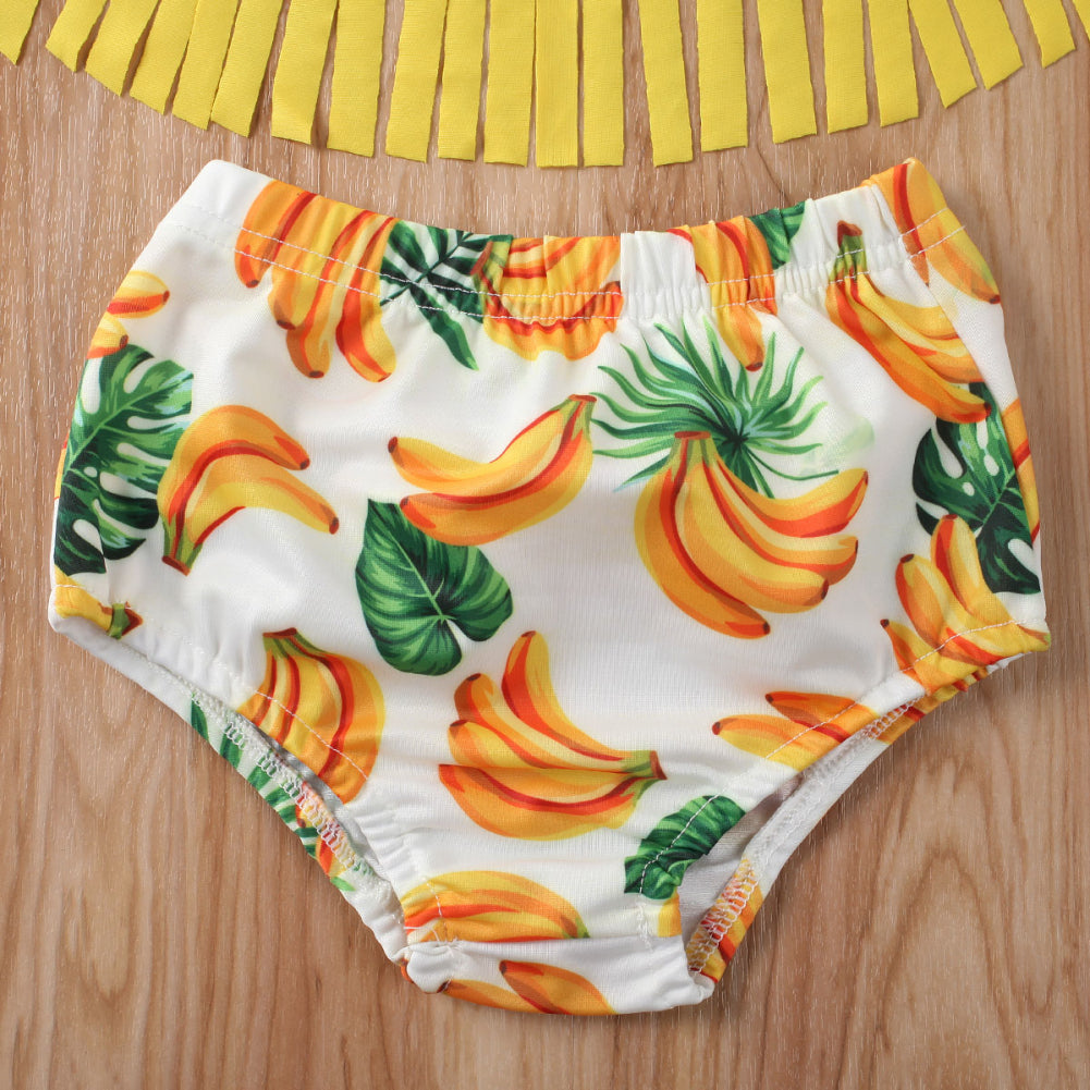 Banana print tassel swimsuit