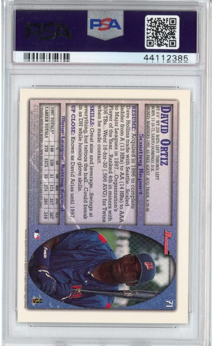 Graded 1998 Bowman David Ortiz #71 Rookie RC Baseball Card PSA 10 Gem Mint