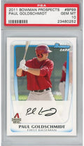 Graded 2011 Bowman Prospects Paul Goldschmidt #BP99 Rookie RC Baseball Card PSA 10 Gem Mint