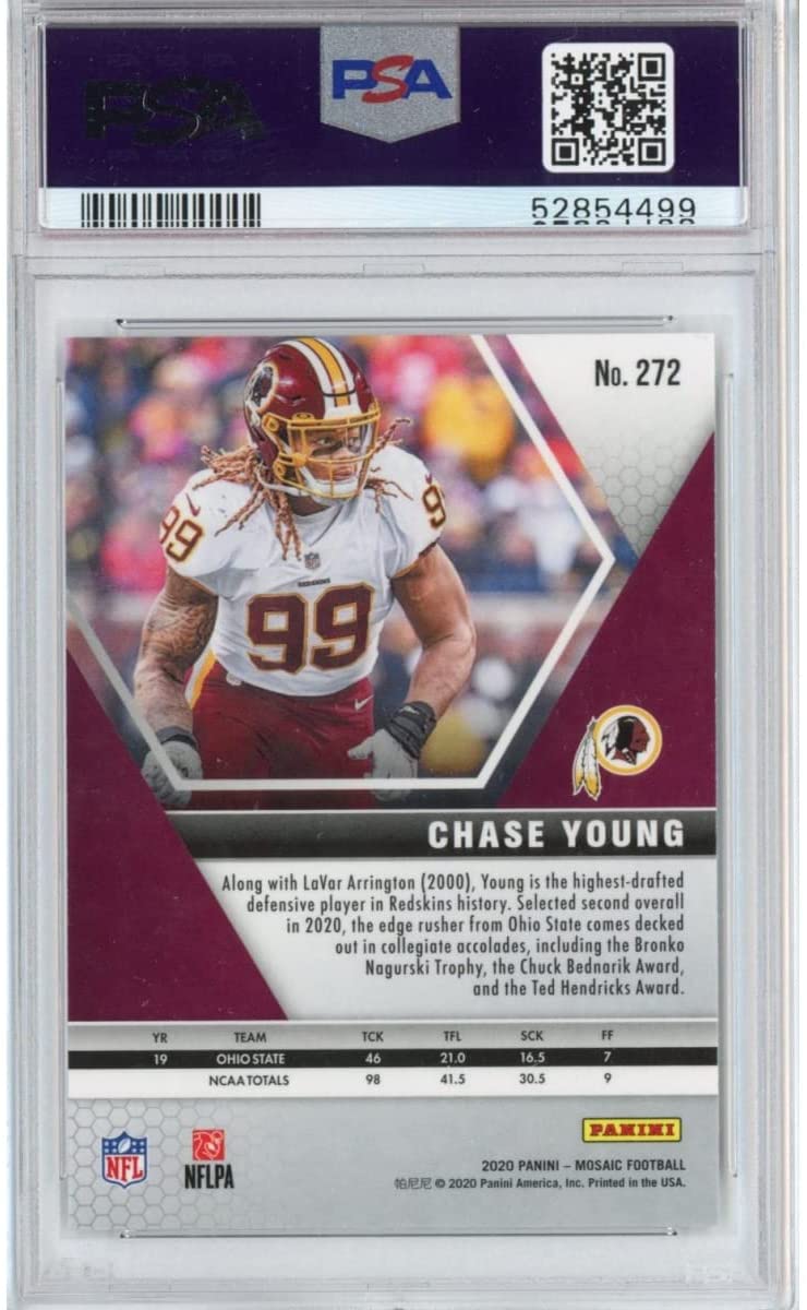 Graded 2020 Panini Mosaic Chase Young #272 Rookie RC Football Card PSA 10 Gem Mint