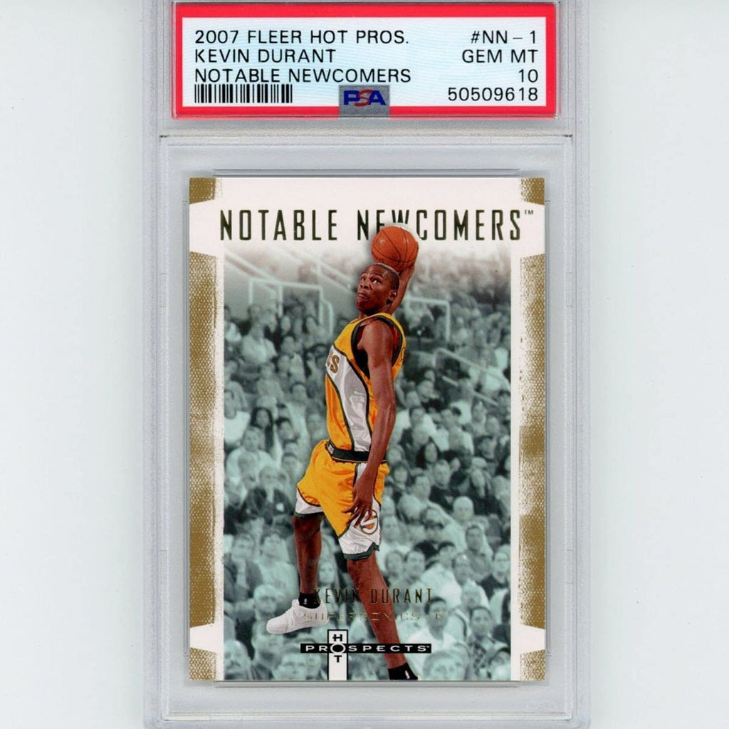 Graded 2007-08 Fleer Hot Prospects Kevin Durant #NN-1 Rookie RC Notable Newcomers Basketball Card PSA 10 Gem Mint