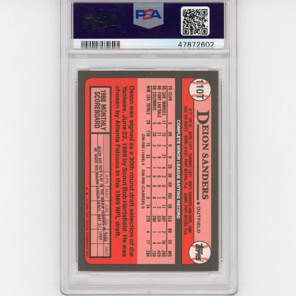 Graded 1989 Topps Traded Deion Sanders #110T Rookie RC Baseball Card PSA 10 Gem Mint