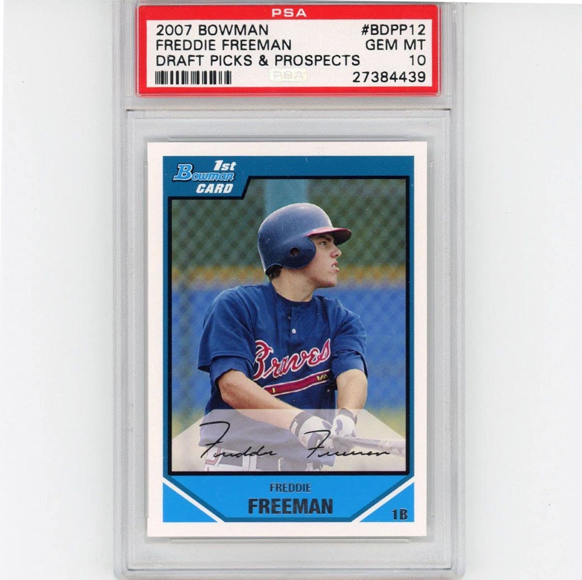 Graded 2007 Bowman Draft Picks & Prospects Freddie Freeman #BDPP12 Rookie RC Baseball Card PSA 10 Gem Mint