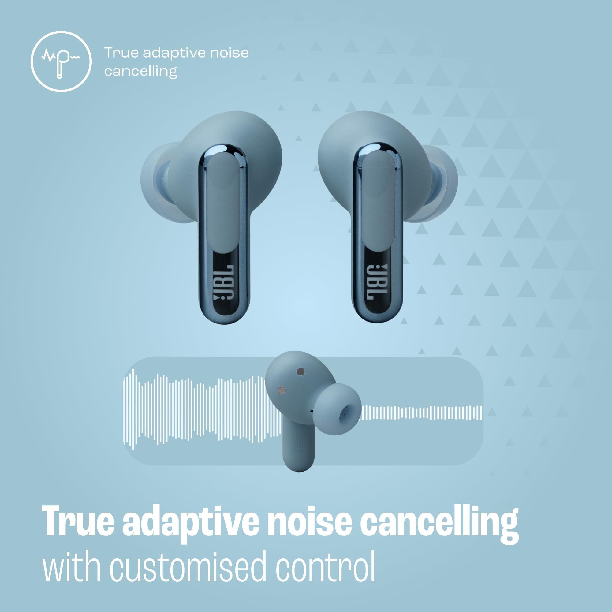 JBL Live Beam 3 - True Wireless Noise-Cancelling Stick-Closed Earbuds, 48Hrs Total Playback, Wireless Charging, 6 Mics for Perfect Calls, Multi-Point Connection, IP55 Waterproof and dustproof (Black)