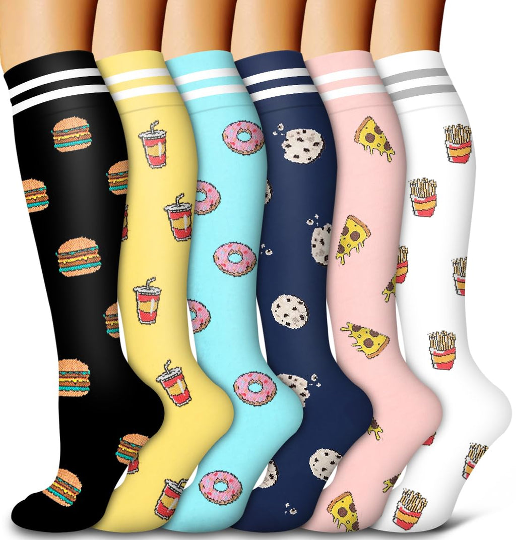 6 Pack Copper Compression Socks for Women and Men Circulation-Best Support for Medical,Running,Nursing,Athletic