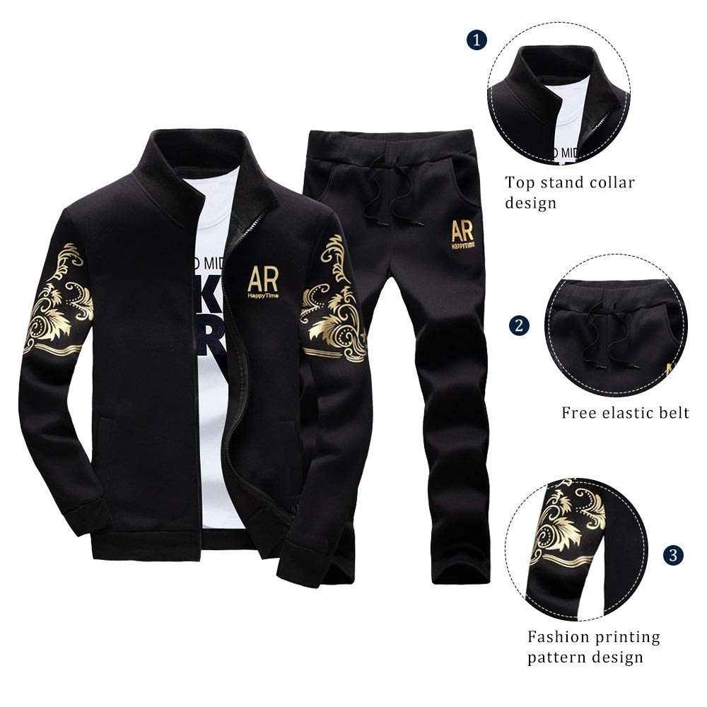 MANTORS Men's Hooded Athletic Tracksuit Full Zip Casual Jogging Gym Sweat Suits
