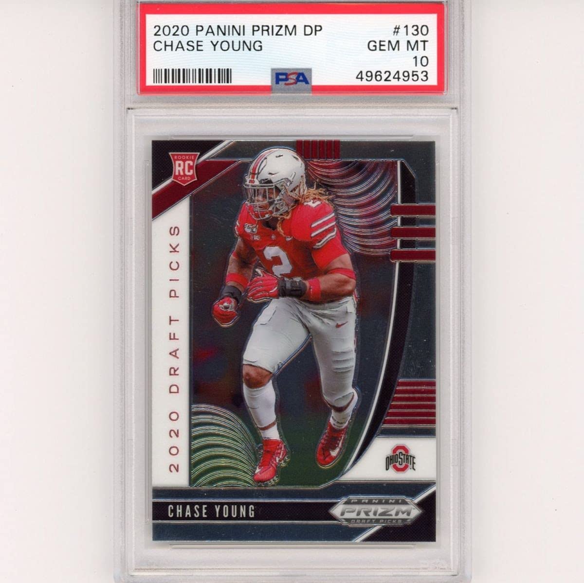 Graded 2020 Panini Prizm Draft Picks Chase Young #130 Rookie RC Football Card PSA 10 Gem Mint