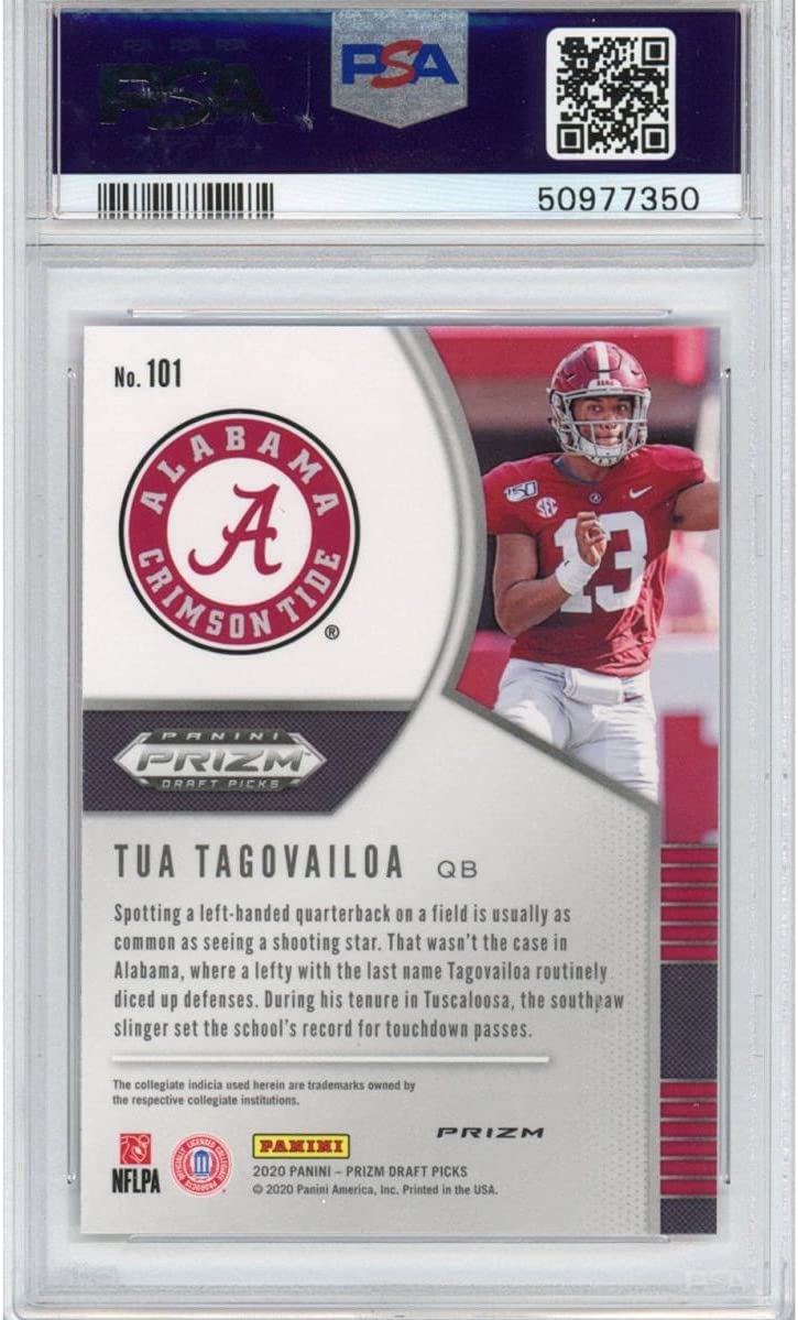 Graded 2020 Panini Prizm Draft Picks DP Tua Tagovailoa #101 Pink Pulsar Rookie RC Football Card PSA 10 Gem Mint