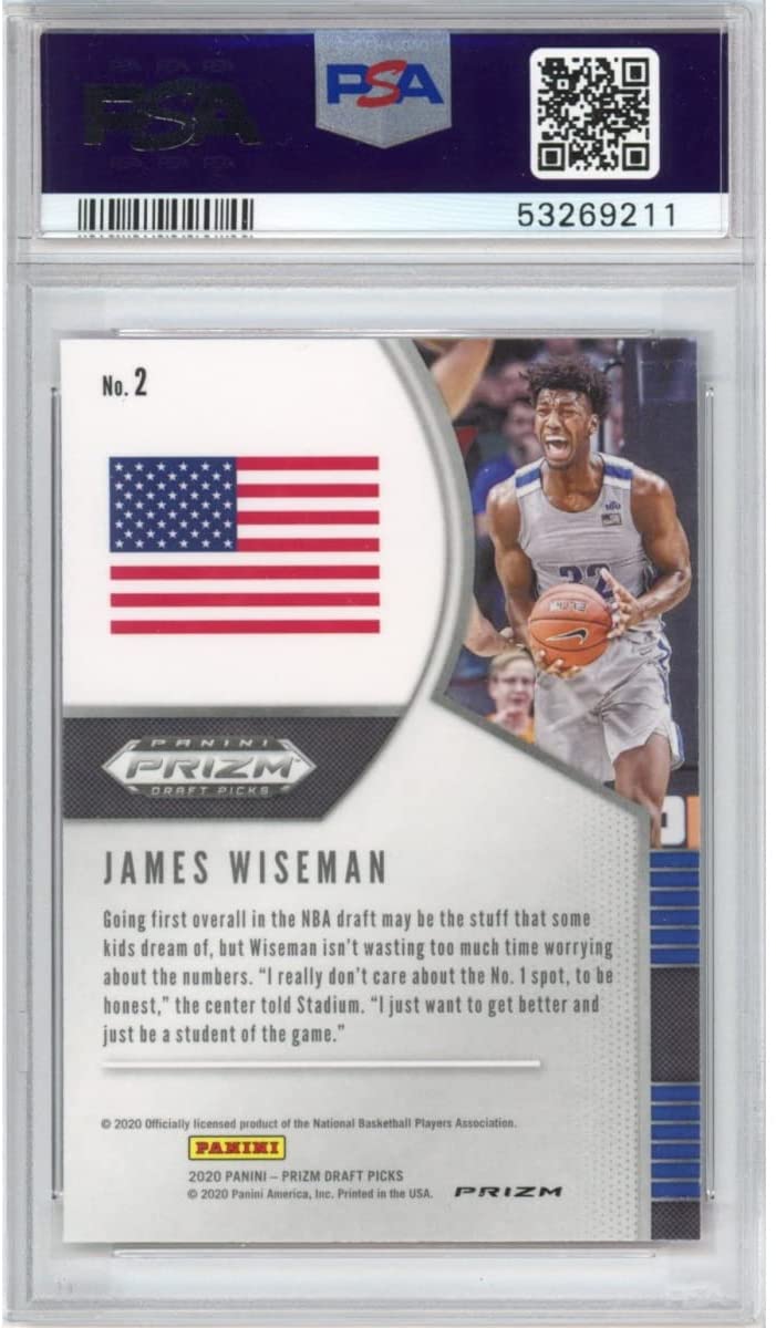 Graded 2020-21 Panini Prizm DP Draft Picks James Wiseman #2 Pink Ice Rookie RC Basketball Card PSA 10 Gem Mint