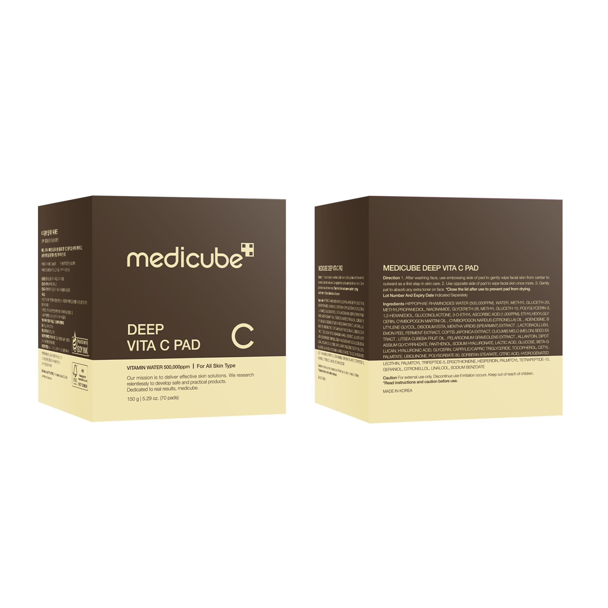 medicube Toner Pads Zero Pore Pad 2.0 | Dual-Textured Facial Pad for Exfoliation and Pore Care with 4.5% AHA Lactic Acid, 0.45% BHA Salicylic Acid | Ideal for All, Korean Skin Care, 70 Pads (1 Pack)