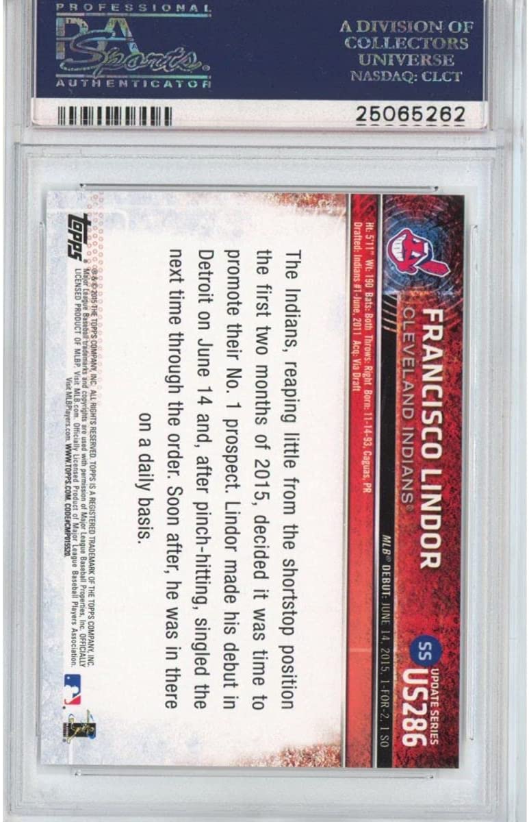 Graded 2015 Topps Update Francisco Lindor #US286 Rookie RC Baseball Card PSA 10 Gem Mint