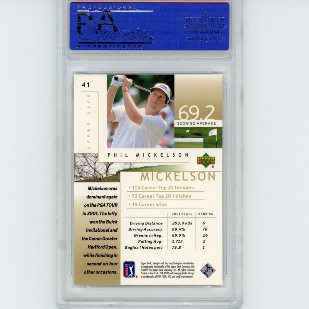 Graded 2002 Upper Deck UD Golf Phil Mickelson #41 Rookie RC Card PSA 10 Gem Mint