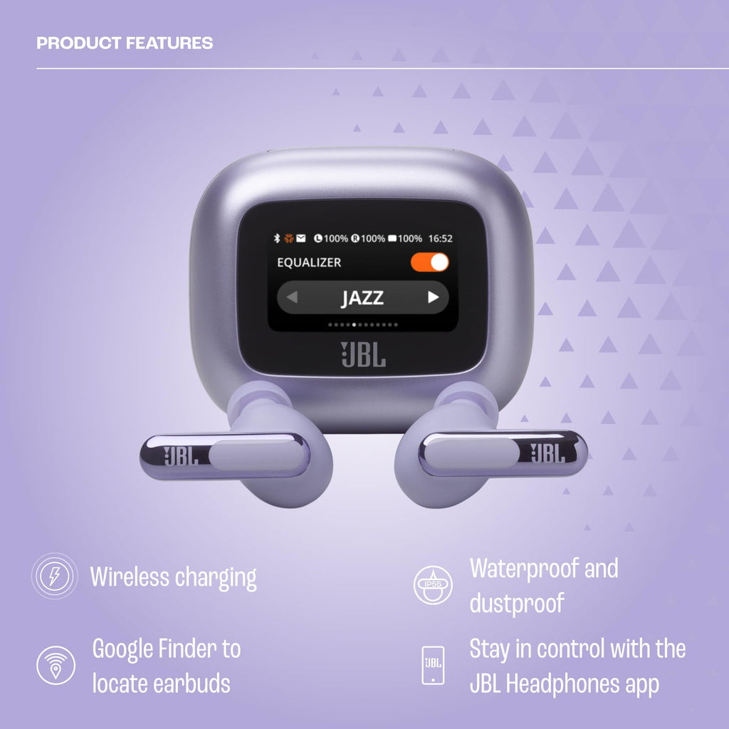 JBL Live Beam 3 - True Wireless Noise-Cancelling Stick-Closed Earbuds, 48Hrs Total Playback, Wireless Charging, 6 Mics for Perfect Calls, Multi-Point Connection, IP55 Waterproof and dustproof (Black)