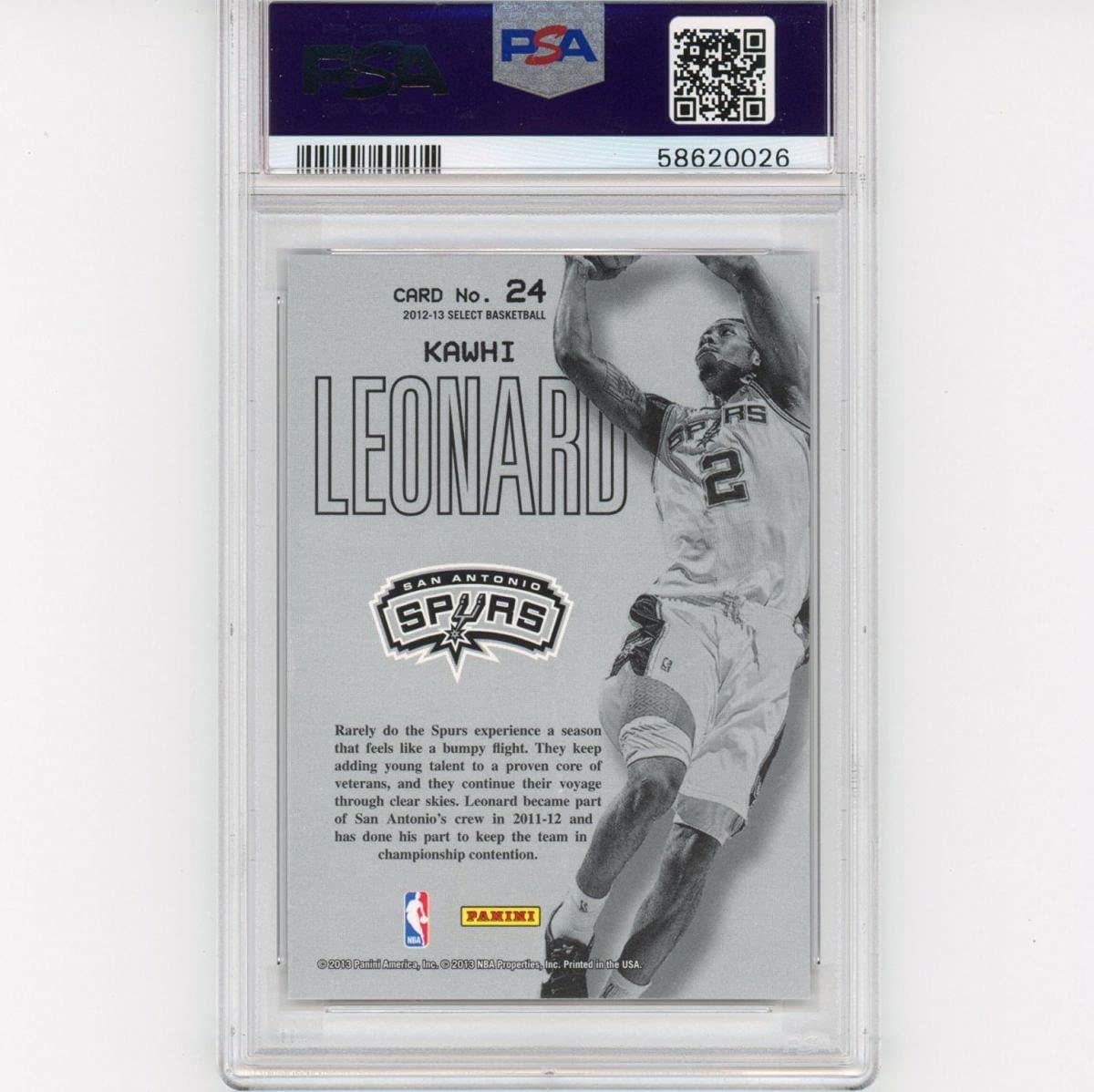 Graded 2012-13 Panini Select Kawhi Leonard #24 In Flight Selections Rookie RC Basketball Card PSA 10 Gem Mint