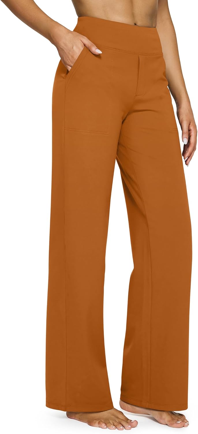 G4Free EverGoing Yoga Pants Women Wide Leg Pants with Pockets High Waist Stretch Dress Casual Sweatpants Petite/Regular/Tall