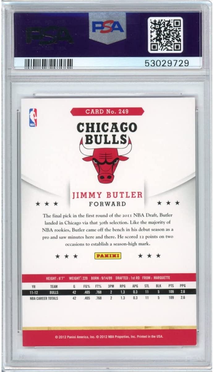 Graded 2012-13 Panini Hoops Jimmy Butler #249 Rookie RC Basketball Card PSA 10 Gem Mint
