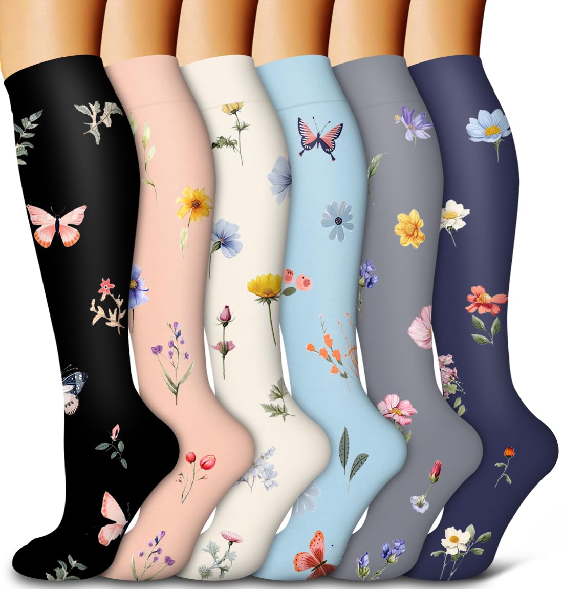 6 Pack Copper Compression Socks for Women and Men Circulation-Best Support for Medical,Running,Nursing,Athletic