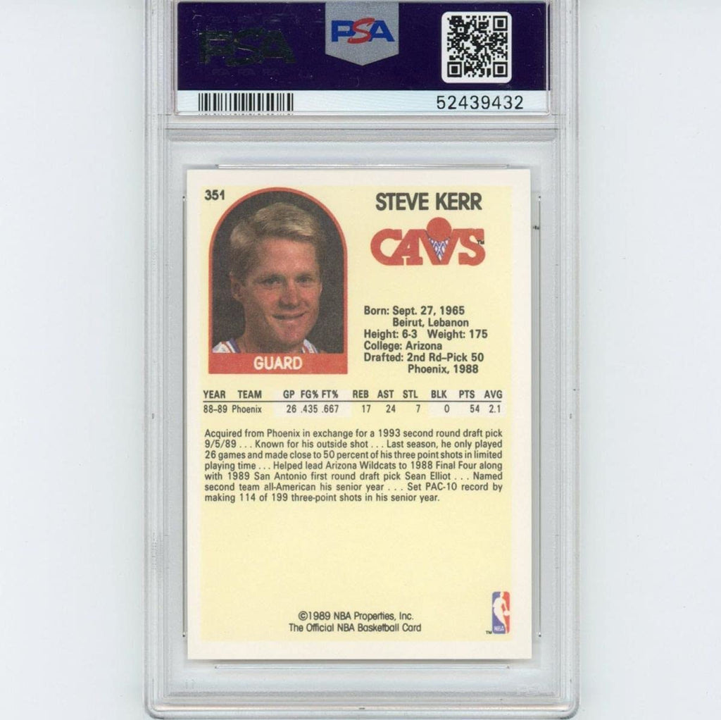 Graded 1989-90 Hoops Steve Kerr #351 Rookie RC Basketball Card PSA 10 Gem Mint
