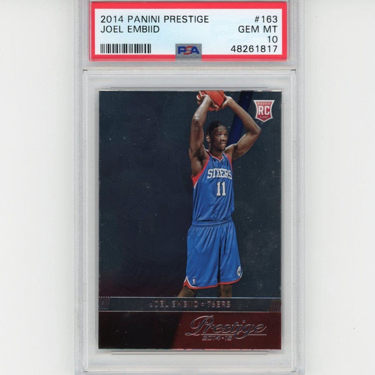 Graded 2014-15 Panini Prestige Joel Embiid #163 Rookie RC Basketball Card PSA 10 Gem Mint